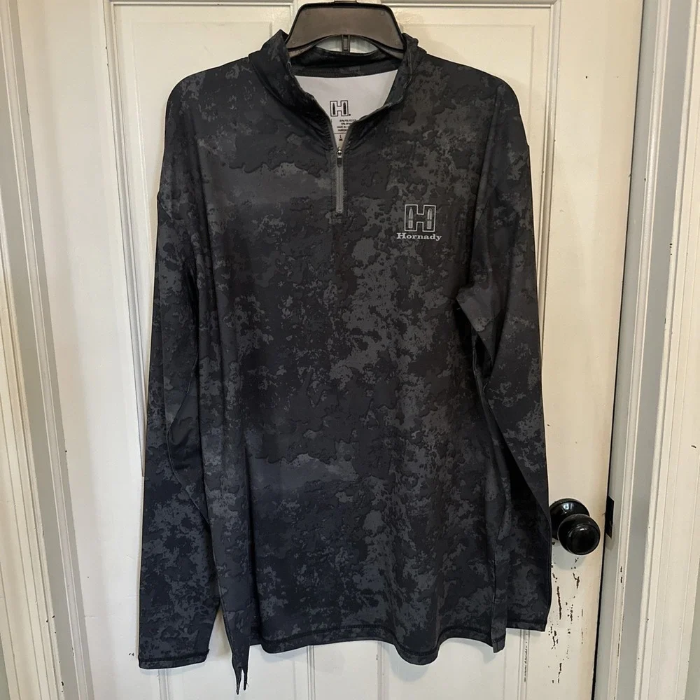Hornady Men's Performance Large Black Gray Camo 1/4 Zip Jacket Wohali Outdoors